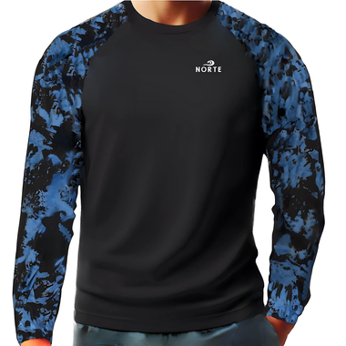 Norte Men's UPF 50 Long Sleeve Rash Guard Black/Camo - Norte #